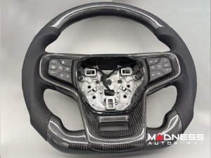 Ford Bronco Custom Steering Wheel - Carbon Fiber - Round Top - Black Stitching - Perforated Leather